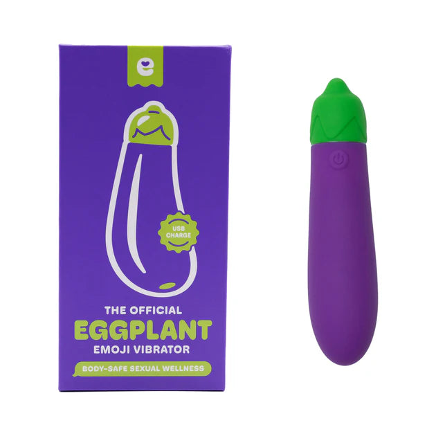 Medical grade silicone eggplant emoji vibrator USB rechargeable IPX7 waterproof