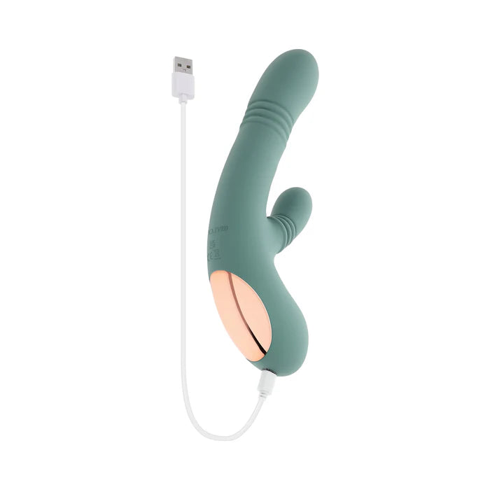Rub Me Tender vibrator with curved internal shaft and external stimulator