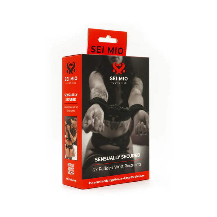Sei Mio Sensually Secured Padded Wrist Restraints - Velvet Soft Bondage Cuffs