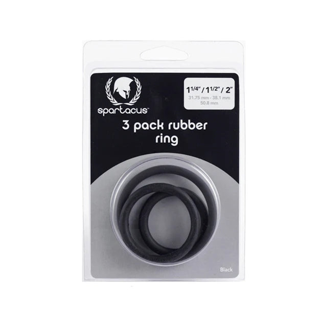 Spartacus rubber cock ring set with three flexible ring sizes