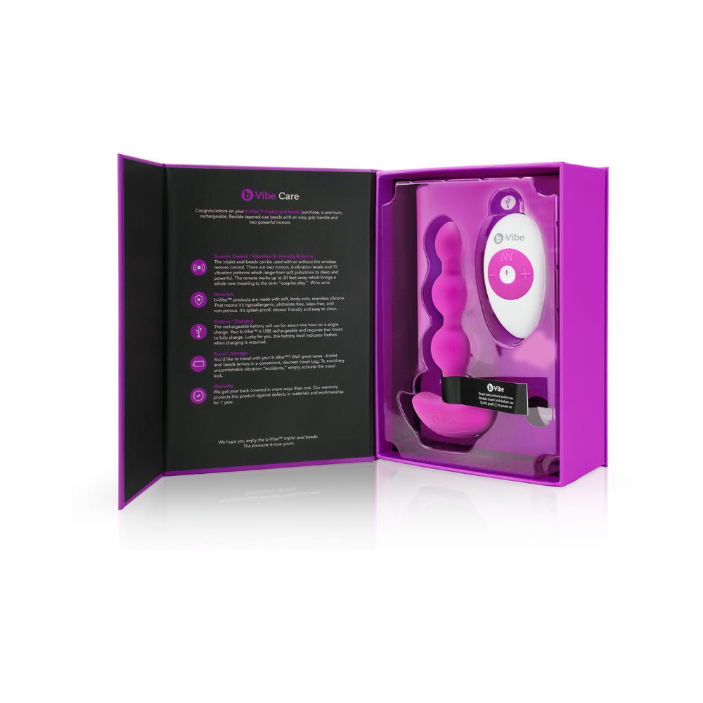 B-Vibe Triplet Beads - Fuchsia
