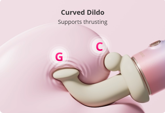 Lovense Spinel app-controlled thrusting and heating dildo on a neutral background
