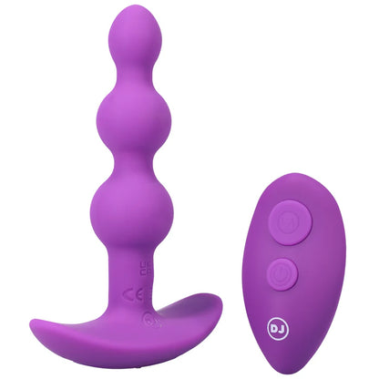 BEADED VIBE Rechargeable Silicone Anal Plug with Remote Purple