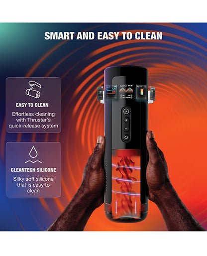 Arcwave Thruster automatic stroking and rotating male masturbator — 200 strokes per minute, 150 rotations, Koosync app video sync, autopilot mode, CleanTech medical grade silicone, USB rechargeable, 2 year warranty
