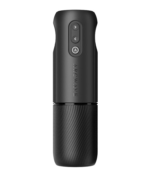 Arcwave Orbit 360° rotating male masturbator stroker — two-handed twist motion, pressure sensitive buttons, 4 control modes, Koosync app video sync, CleanTech medical grade silicone sleeve, USB rechargeable, 2 year warranty

