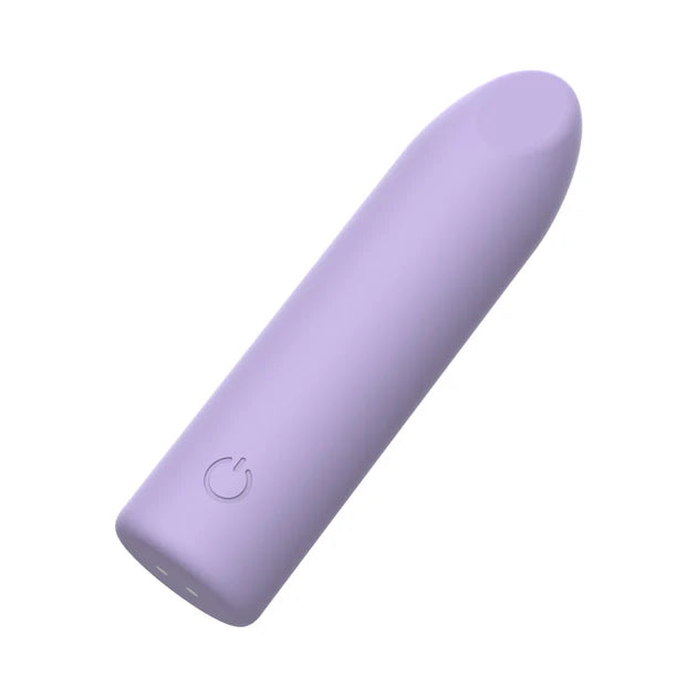 Adam & Eve Lilac Point rechargeable silicone bullet vibrator in lilac — firm angled head, 10 vibration patterns, IPX7 waterproof, USB magnetic charging, premium body-safe silicone
