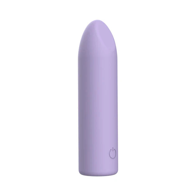 Adam & Eve Lilac Point rechargeable silicone bullet vibrator in lilac — firm angled head, 10 vibration patterns, IPX7 waterproof, USB magnetic charging, premium body-safe silicone
