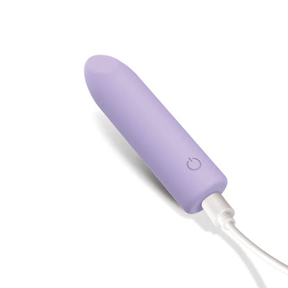 Adam & Eve Lilac Point rechargeable silicone bullet vibrator in lilac — firm angled head, 10 vibration patterns, IPX7 waterproof, USB magnetic charging, premium body-safe silicone
