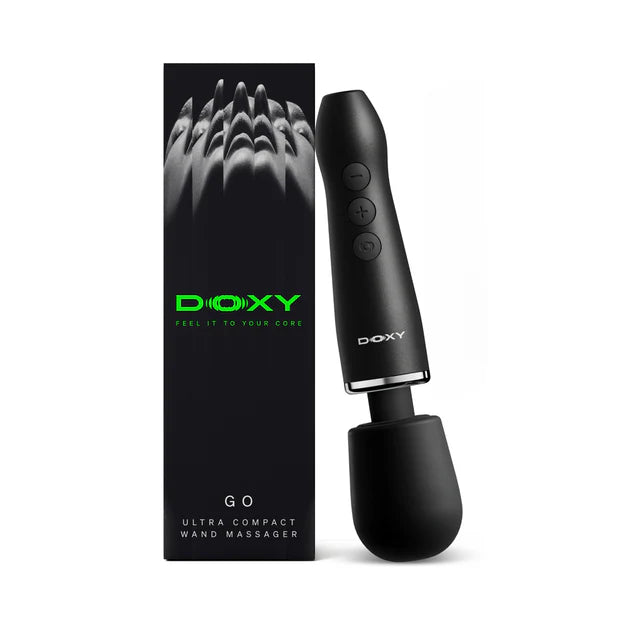 Doxy Go Travel-Sized Wand Massager Black compact waterproof rechargeable massager