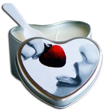 Luxury strawberry edible heart candle 4 oz for mood-setting and relaxation