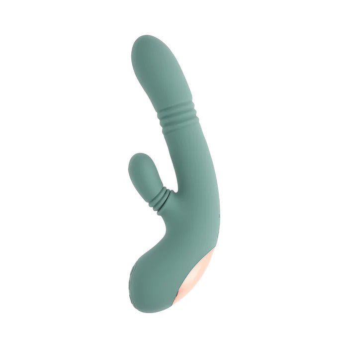 Rub Me Tender vibrator with curved internal shaft and external stimulator