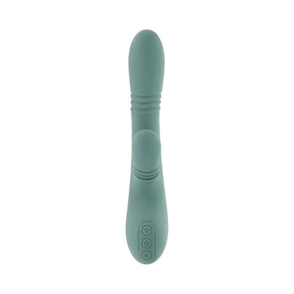 Evolved rechargeable thrusting vibrator with circular clitoral massage