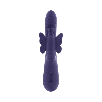 Purple silicone thrusting butterfly vibrator with G-spot shaft
