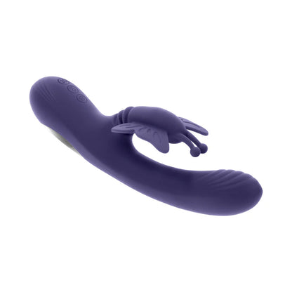 Purple silicone thrusting butterfly vibrator with G-spot shaft