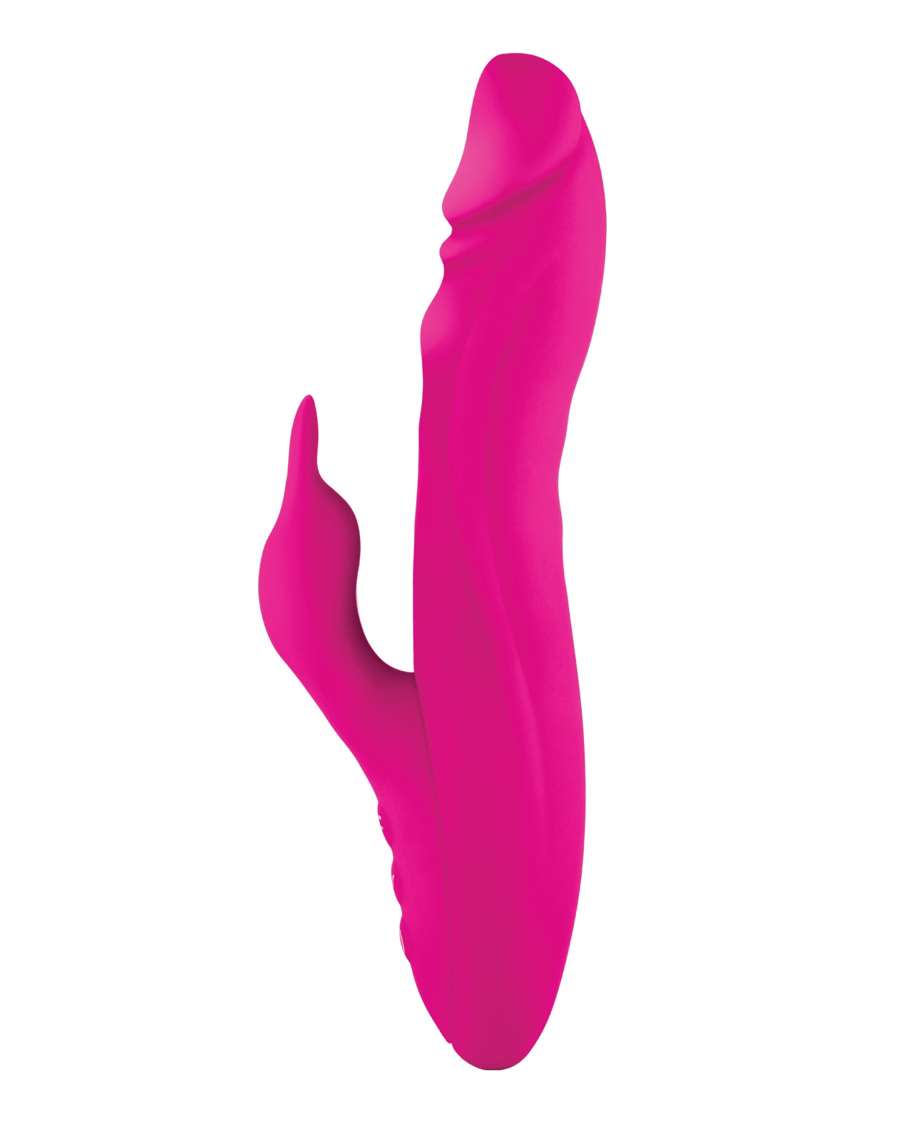 Hand holding the FemmeFunn Vortex Booster Rabbit to show size and silicone texture