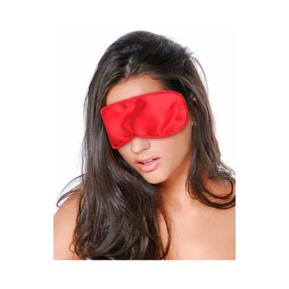 Red satin blindfold for couples sensory play and intimacy