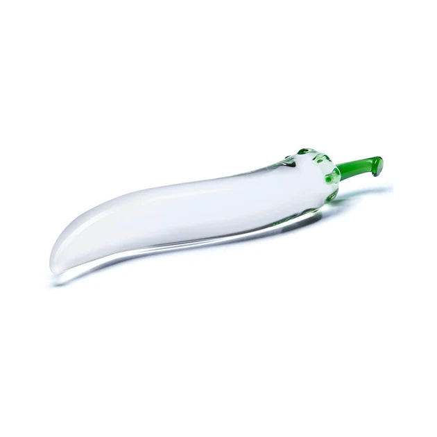Borosilicate glass chili pepper shaped dildo temperature play 6 inch insertable
