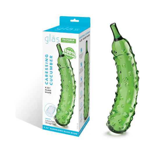 Glas Caressing Cucumber 8.25 inch textured glass dildo cucumber shaped
