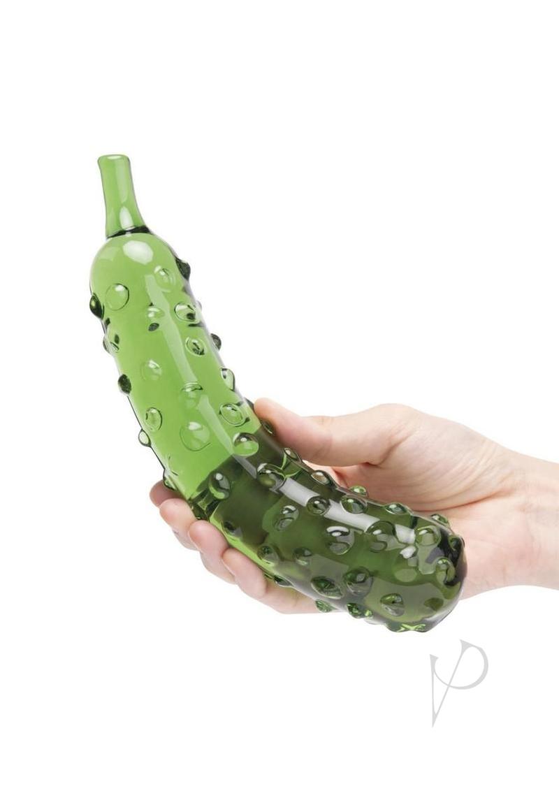 Glas Caressing Cucumber 8.25 inch textured glass dildo cucumber shaped
