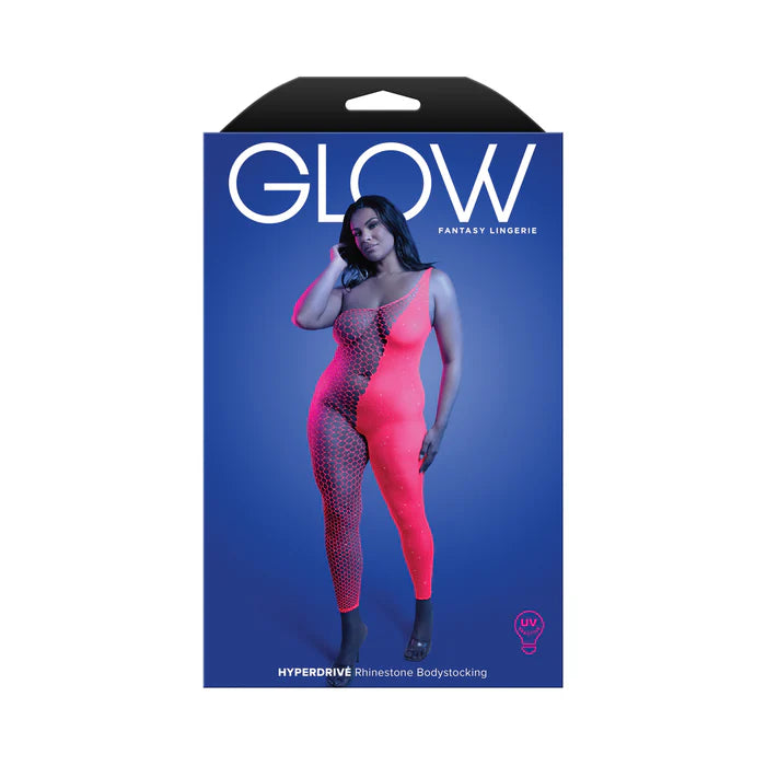 Lingerie Glow Hyperdrive UV Reactive Rhinestone Bodystocking Queen Size