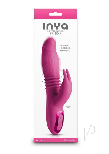 Inya Passion rechargeable silicone rabbit vibrator in pink designed for dual stimulation and comfort