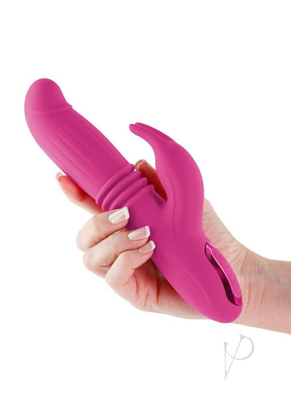 Inya Passion rechargeable silicone rabbit vibrator in pink designed for dual stimulation and comfort
