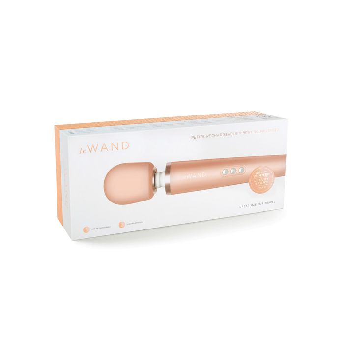 Close-up of Le Wand Petite silicone head and flexible neck in rose gold