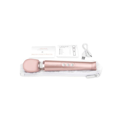 Le Wand Petite rose gold massager with USB charging cable