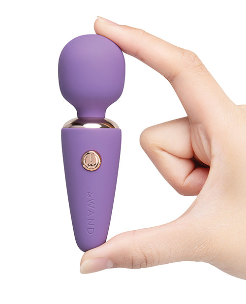 Hand holding the Le Wand Mini Micro Wand violet to show compact size