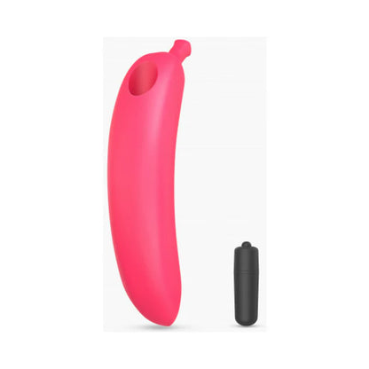 Splashproof banana shaped vibrator with removable bullet pink
