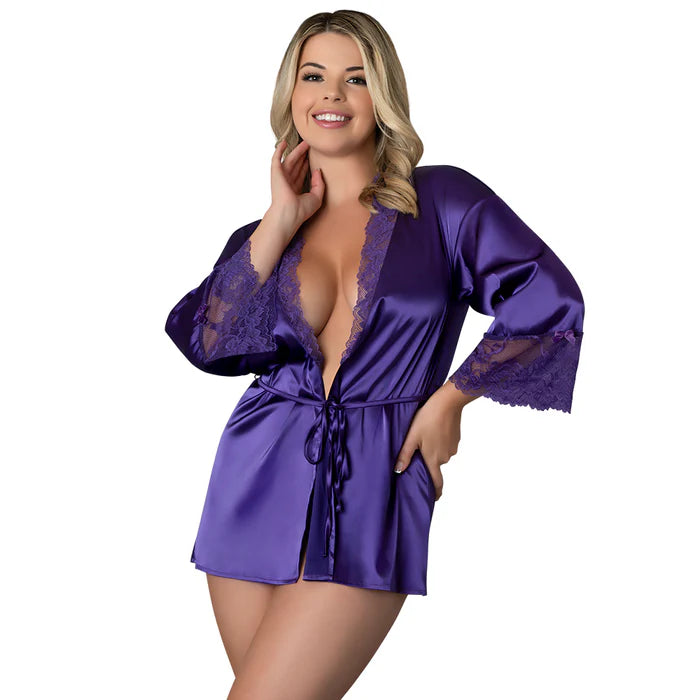 Magic Silk Satin Petals Robe Purple