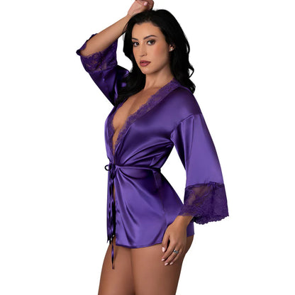 Magic Silk Satin Petals Robe Purple