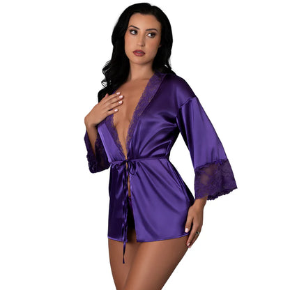 Magic Silk Satin Petals Robe Purple