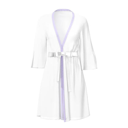 Magic Silk Sheer Passion Flutter Sleeve Robe White/Lavender