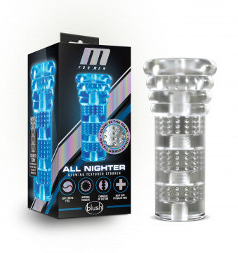 M for Men All Nighter Glow in the Dark Textured Stroker Clear