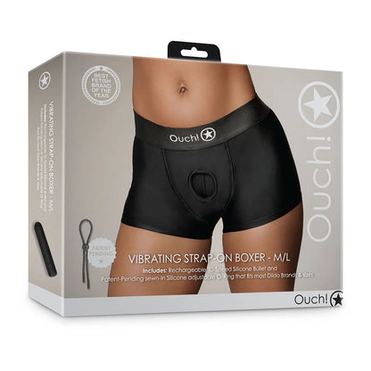Ouch! Vibrating Strap-on Boxer Black