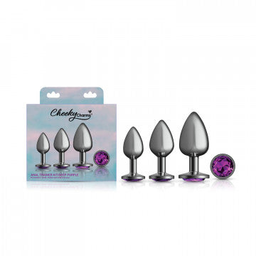Purple Round Gem Anal Trainer Kit - Gunmetal