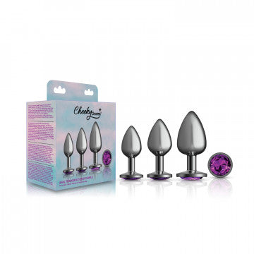 Purple Round Gem Anal Trainer Kit - Gunmetal