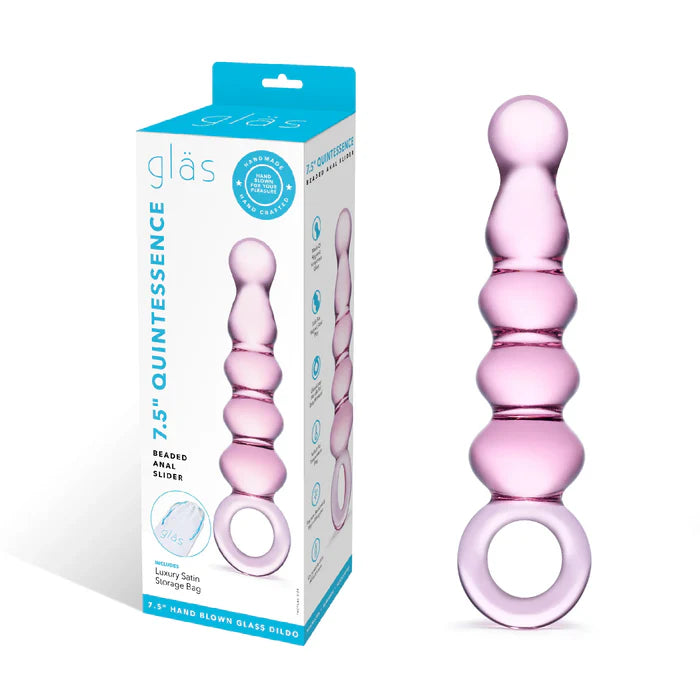 Quintessence Beaded Anal Slider Glass Dildo with Ring Handle