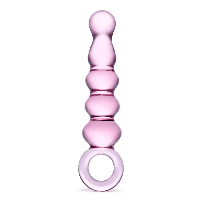 Quintessence Beaded Anal Slider Glass Dildo with Ring Handle