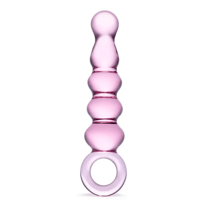 Quintessence Beaded Anal Slider Glass Dildo with Ring Handle