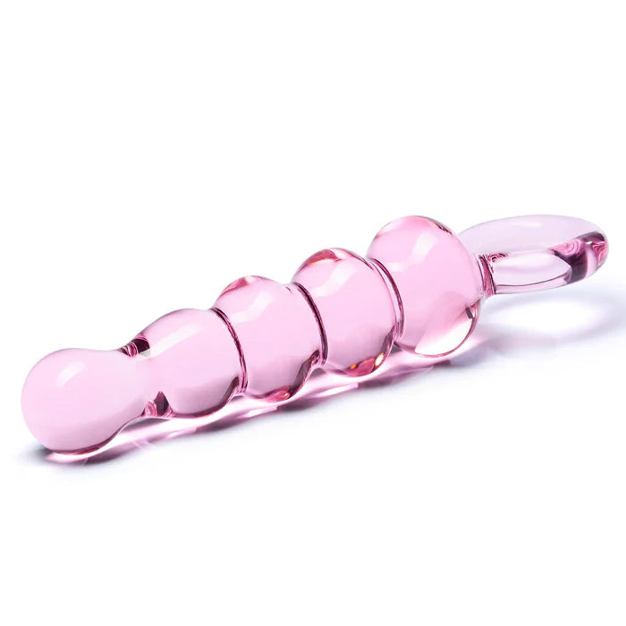 Quintessence Beaded Anal Slider Glass Dildo with Ring Handle