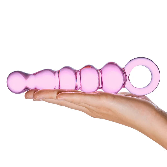 Quintessence Beaded Anal Slider Glass Dildo with Ring Handle