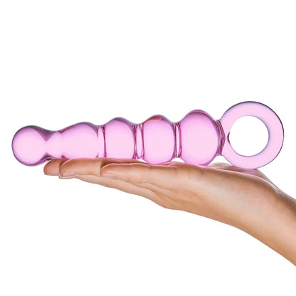 Quintessence Beaded Anal Slider Glass Dildo with Ring Handle