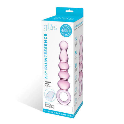 Quintessence Beaded Anal Slider Glass Dildo with Ring Handle