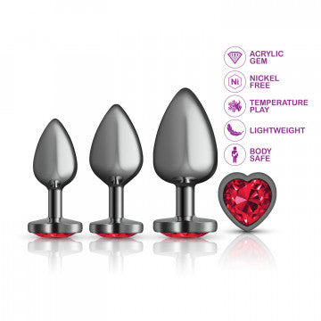 Purple Round Gem Anal Trainer Kit - Gunmetal