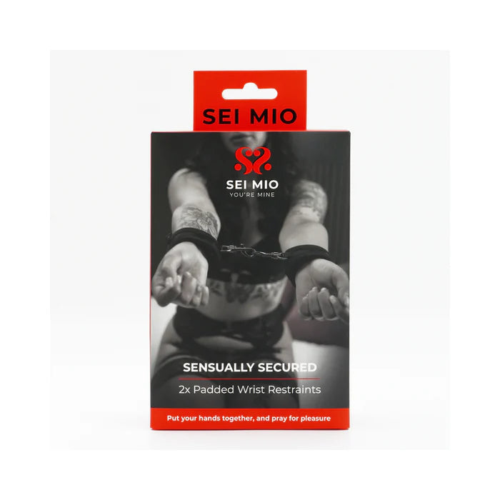 Sei Mio Sensually Secured Padded Wrist Restraints - Velvet Soft Bondage Cuffs