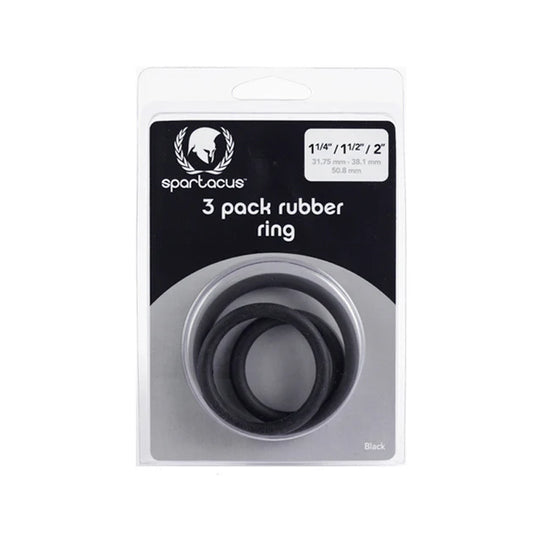 Spartacus rubber cock ring set with three flexible ring sizes