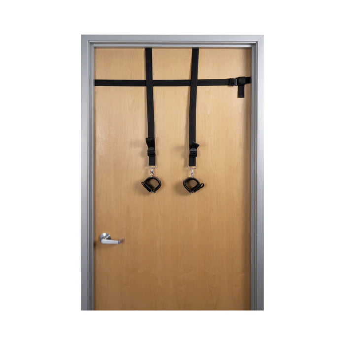 door restraint system bdsm adjustable straps over door setup

