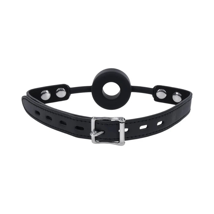 bdsm gag close up strap and ring detail
